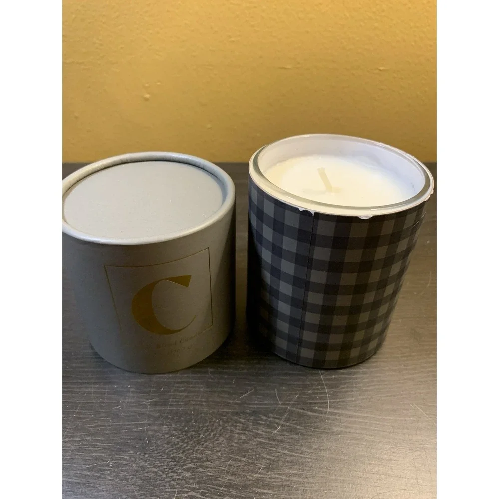 Modern Expressions Monogram Letter C Soy Scented Fresh Candle Gray‎ Gingham